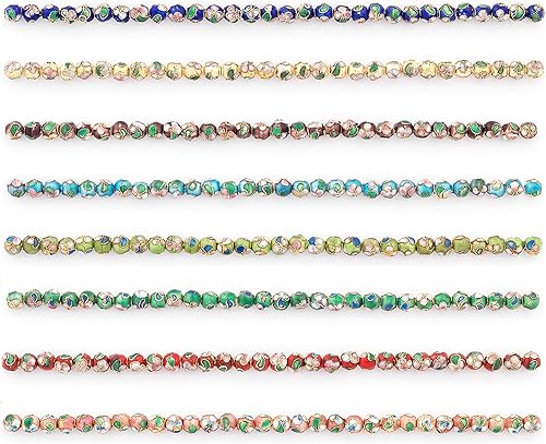 Expo International Cuentas clásicas de Cloisonne pintadas a mano, suministros versátiles para hacer joyas, cuentas vibrantes, paquete económico de
