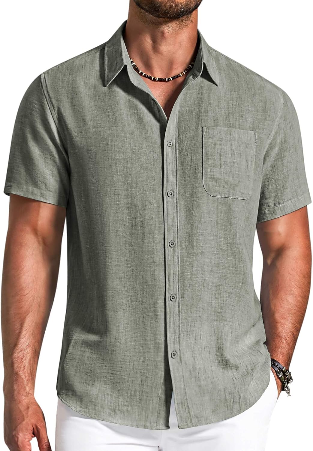 COOFANDY Men's Button Down Shirts Short Sleeve Casual Shirt Summer Beach Textured Shirts