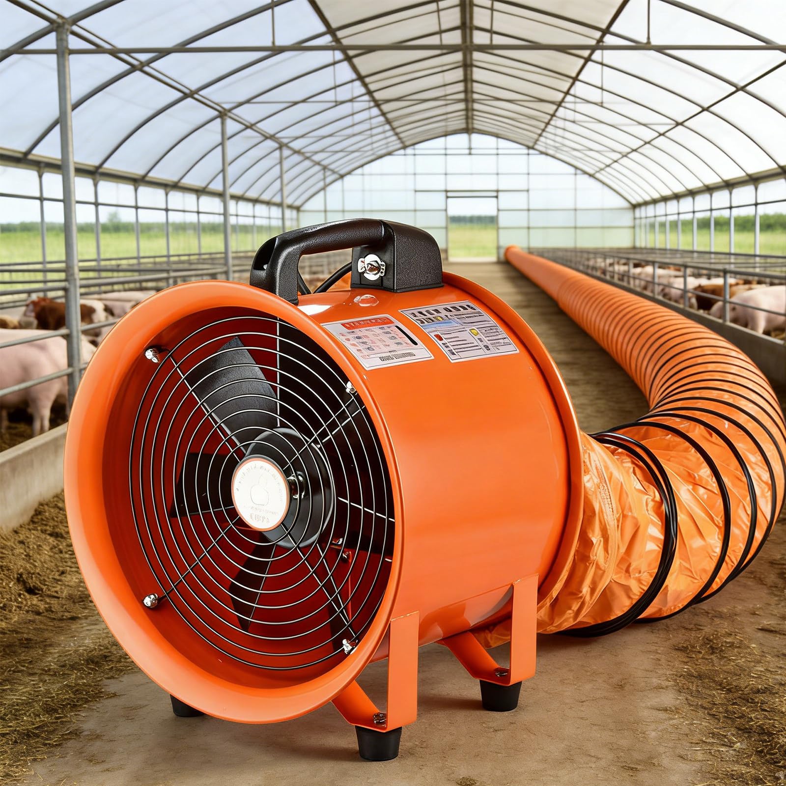 Industrielles Ventilatorpaket mit 30,5 cm Axialventilator, 5 m Entlüftungsschlauch, tragbarer, explosionsgeschützter Absauger für Schweißrauchentfernung Werkstattmaschine