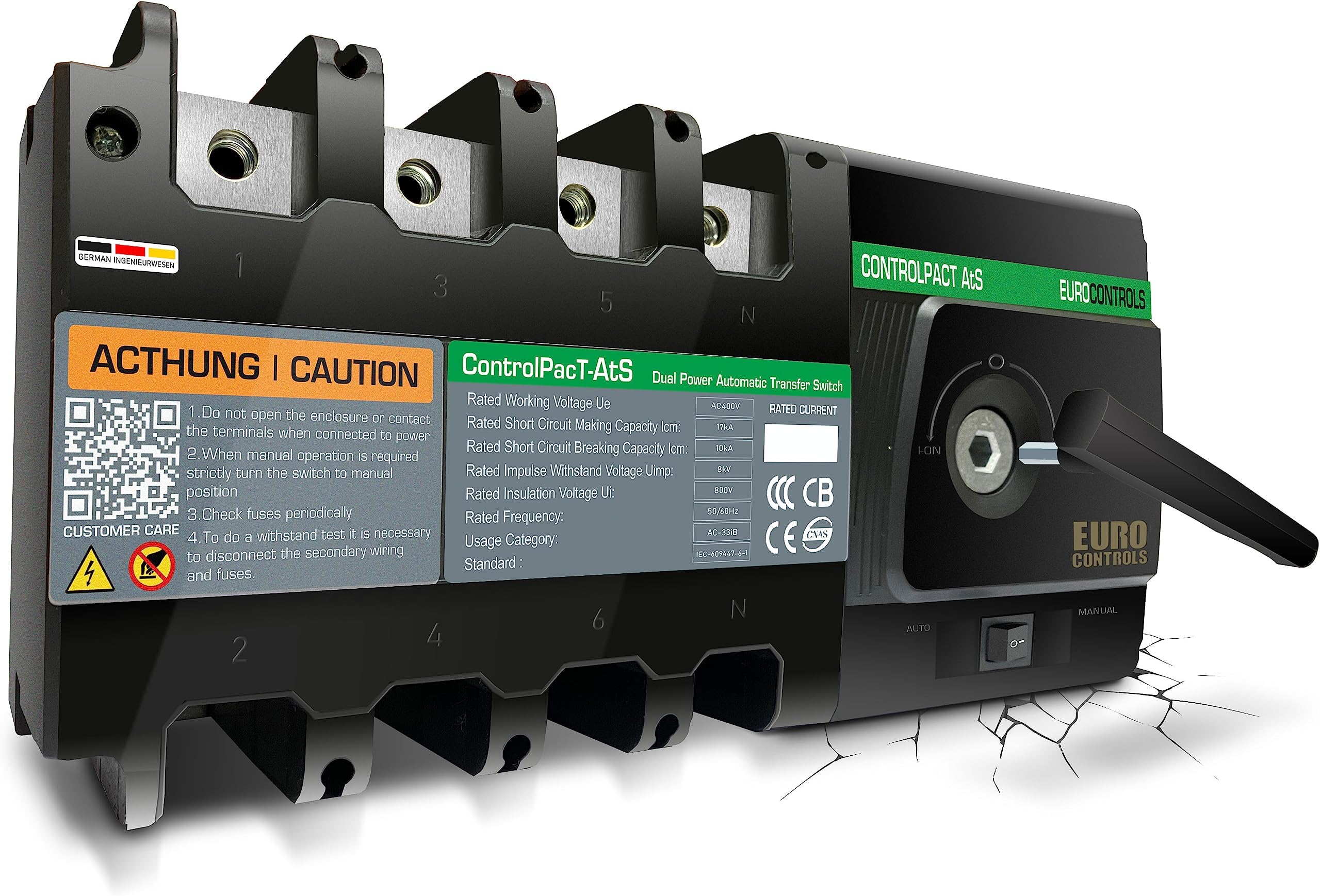 Euro 250A 4pole ATS Automatic transfer switch Control Pact dual source switching 3phase with control signal terminals and automatic Motorized changeover Contctr 4pole with manual mode