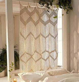 Flber Macrame Curtain Window Macrame Room Divider Doorway Curtain Boho M...