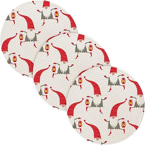 Miniatura 1 de 3 Pcs High Heat Trivet for Hot Pots and Pans 15in Cotton Thread Weave Heat Resistant Pot Holders for Hot Pot Kitchen Counter Decor Christmas Gnomes