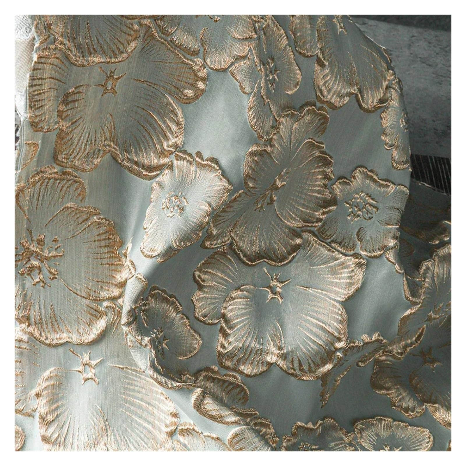 Tela De Satén Tela jacquard de seda con flor ciruelo 50x145 cm en relieve