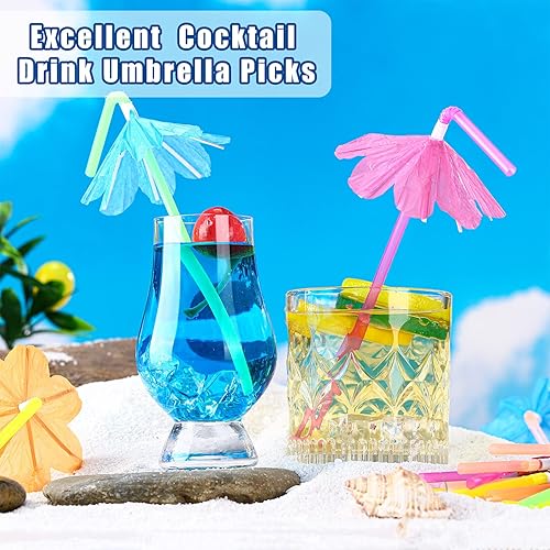Miniatura 3 de 100 popotes para paraguas, bebidas, cócteles, para verano, para fiesta en la playa hawaiana, pajitas tropicales, decoraciones de bebidas,