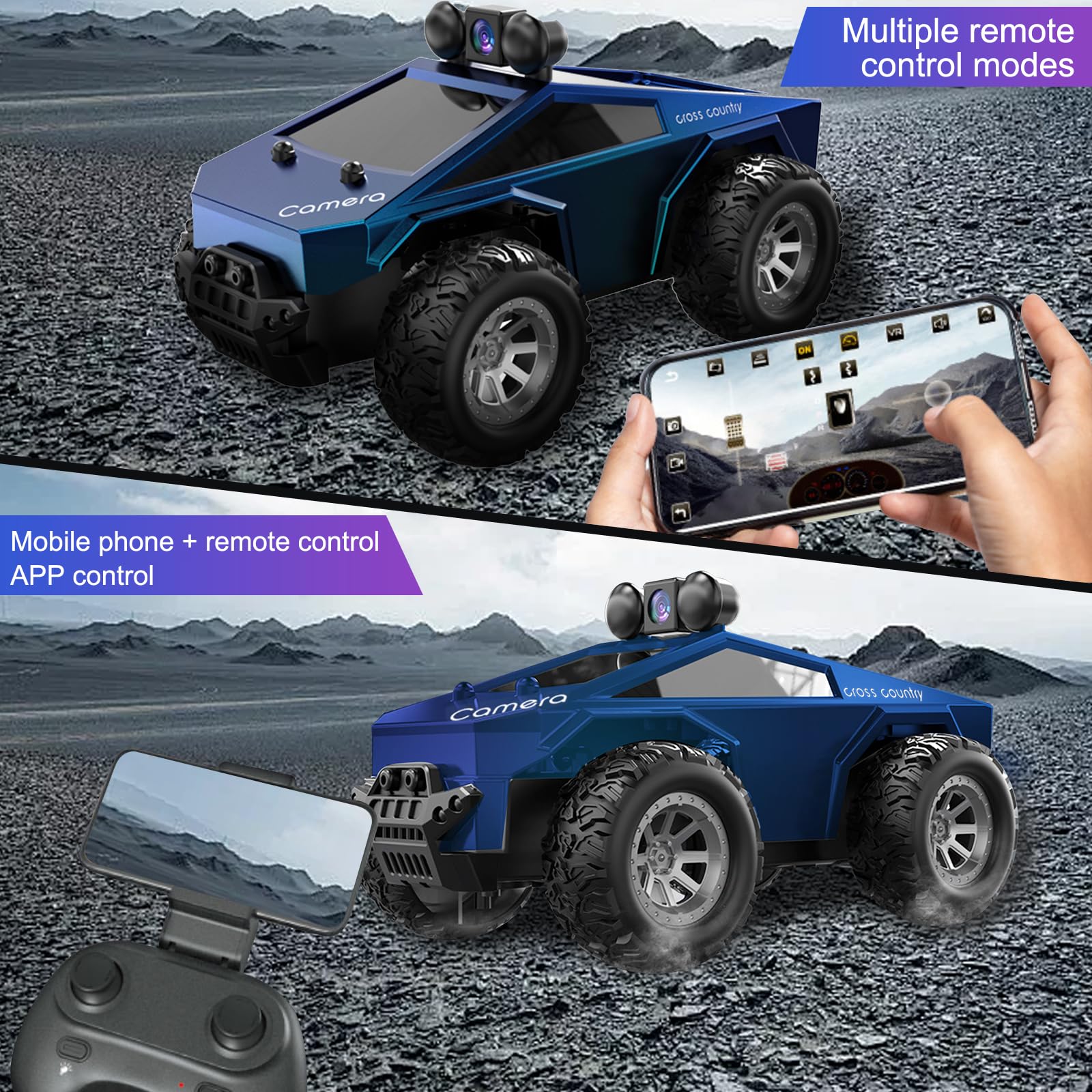 Auto telecomandata fuoristrada 1:28 con telecamera, auto giocattolo ad alta velocità, trasmissione WiFi in tempo reale, con controllo tramite APP, auto giocattolo RC per bambini e adulti
