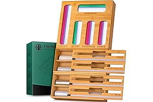 Calmbee Bamboo Foil and Plastic Wrap Dispenser with Cutter