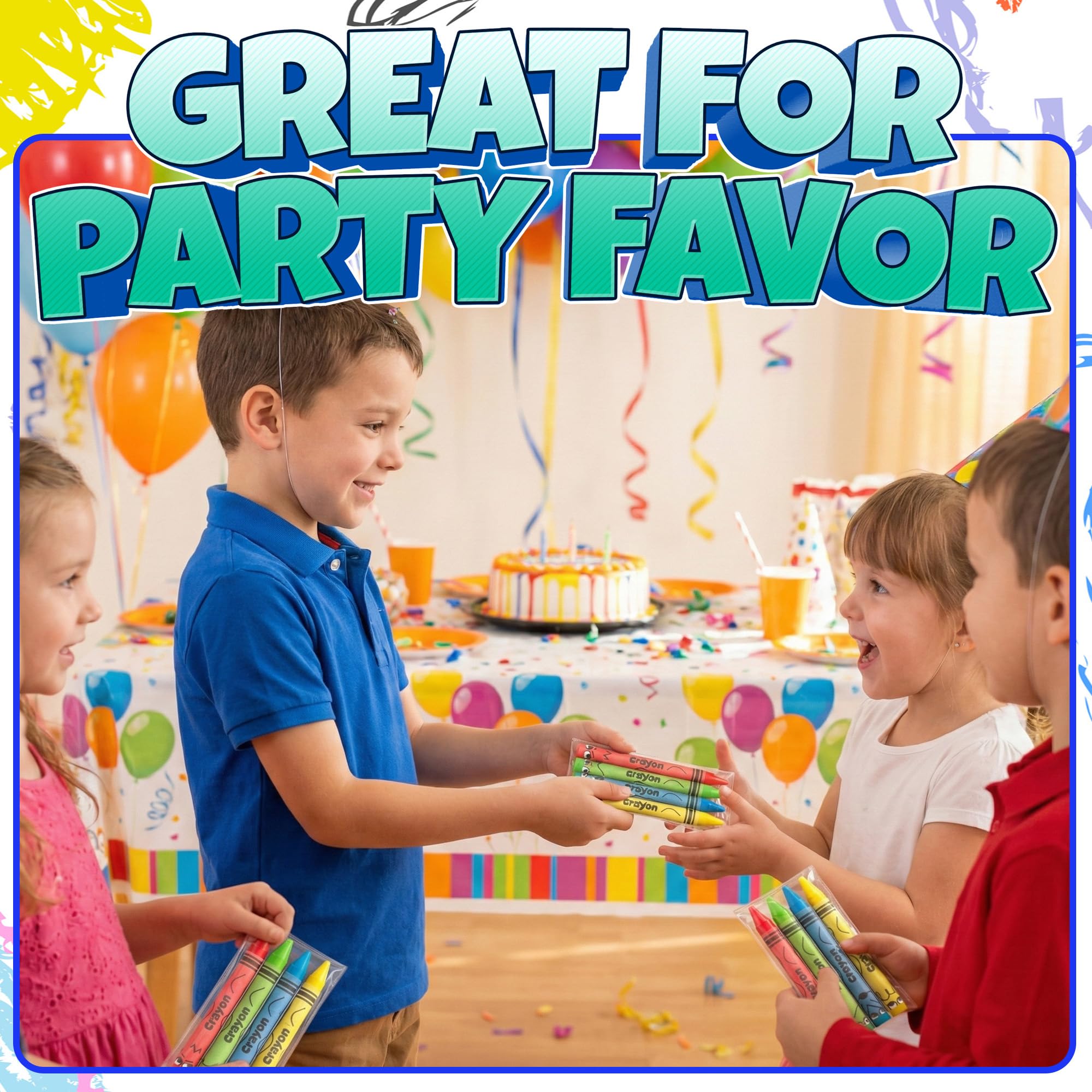 Großkreiden, 200 Stück (50 Sets von 4 Stück), einzeln verpackte Buntstifte, Partygeschenke für Kinder, Restaurants, Klassenzimmer, Geburtstagsgeschenktüten, Schulbedarf, Reisen, Kleinkinder, Malspaß