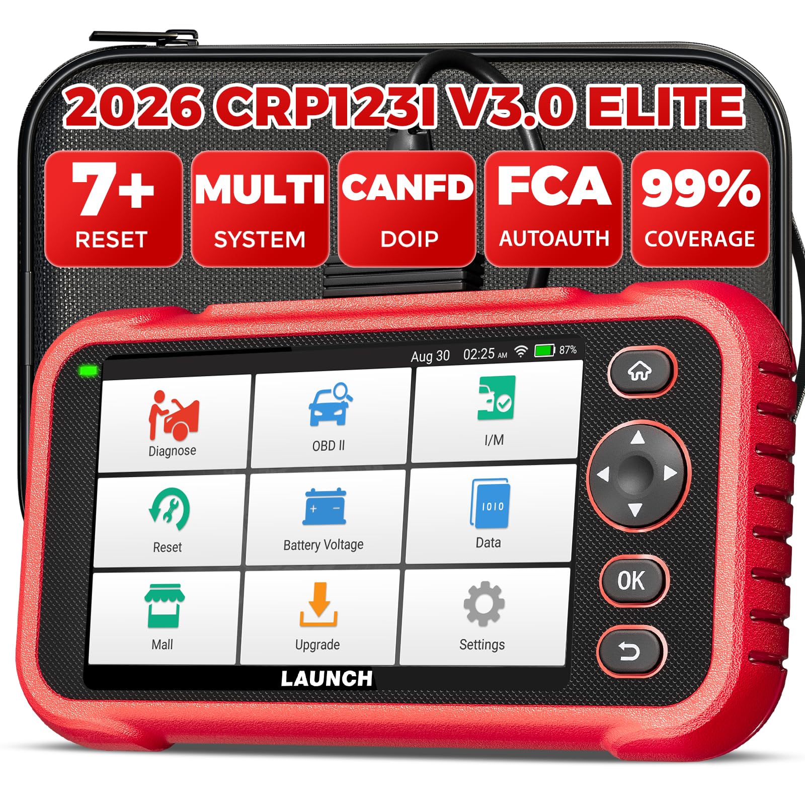CRP123I V3.0 Elite OBD2 Scanner Diagnostic Tool,2026 Lifetime Free Update Engine ABS SRS Transmission Car Scanner,Oil/Brake/BMS/SAS/DPF Reset/ABS Bleeding/Throttle Adaption,FCA SGW,CANFD & DOIP