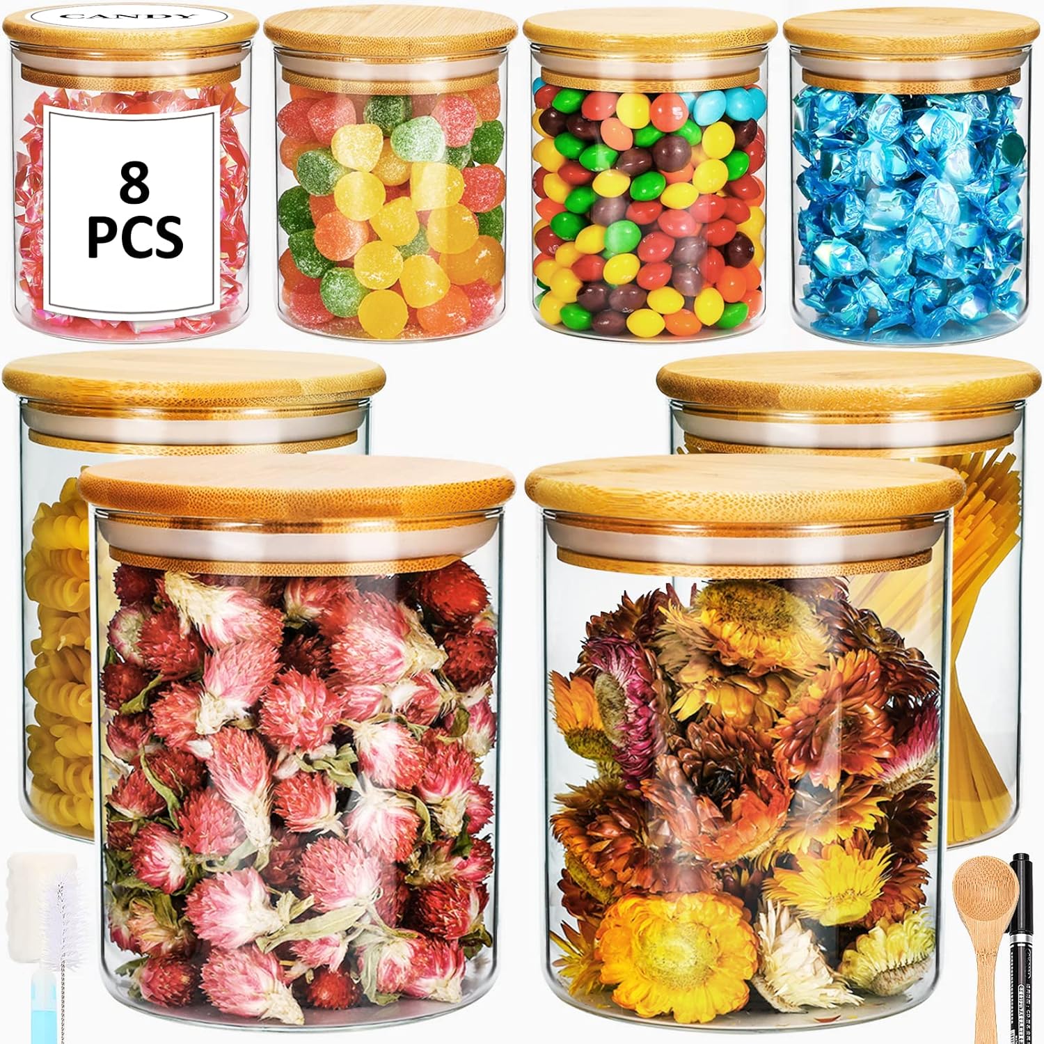 SAEUYVB Glass Storage Jars,Glass Kitchen Storage Containers