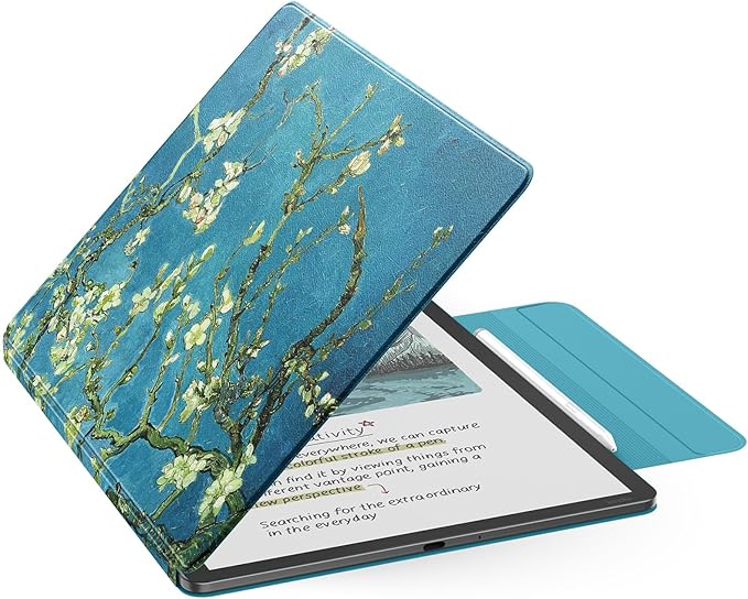 MoKo Funda Magnética para Kindle Scribe 11" (3ª Generación) y Kindle Scribe Colorsoft (1ª Generación), Funda de Folio Premium de PU con Cierre de lápiz y Auto Sueño/Estela, Bloom de Albaricoque