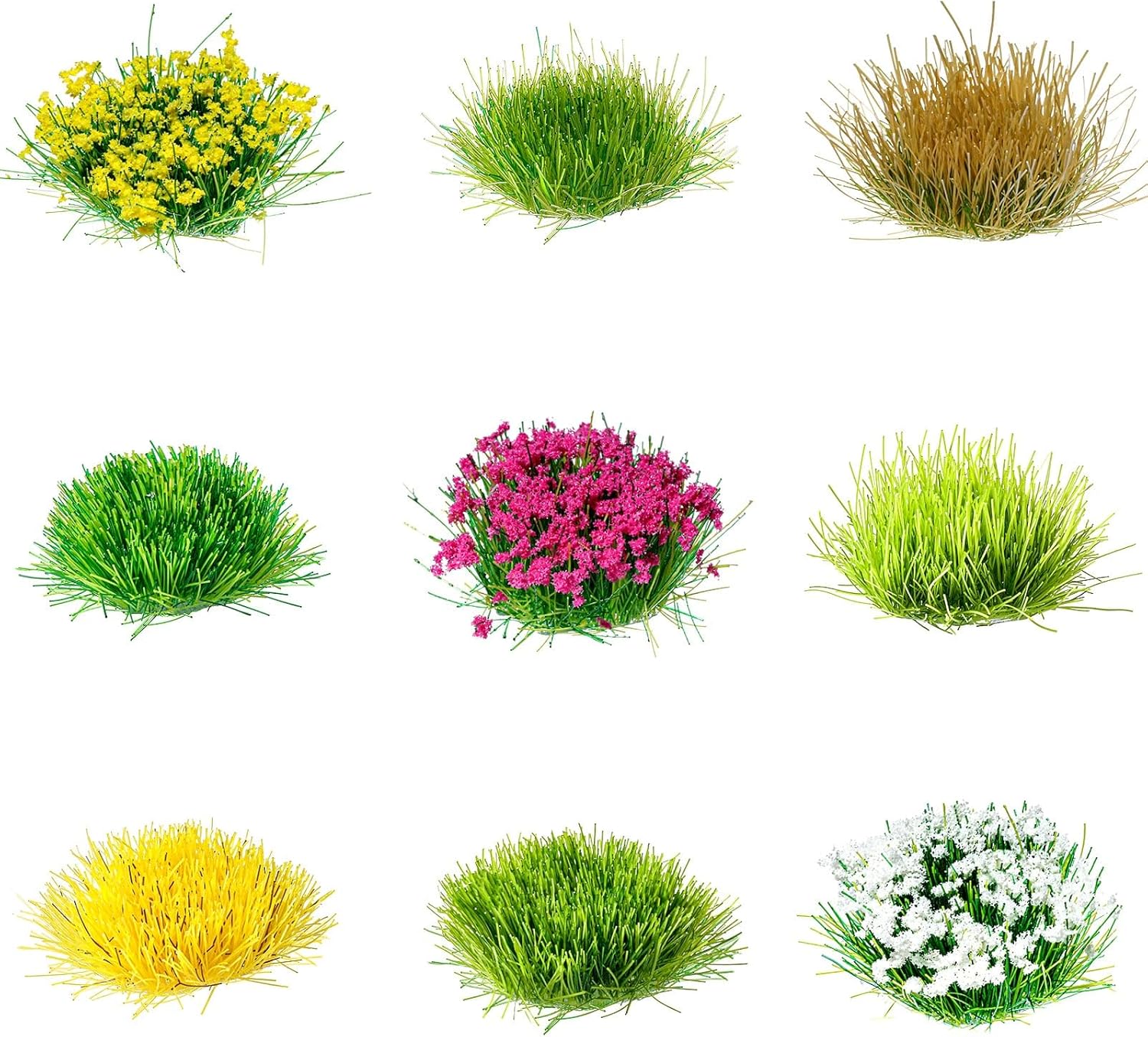 Potanro 126pcs Static Grass Tufts and Miniature Flowers Cluster for Crafts,Diora…