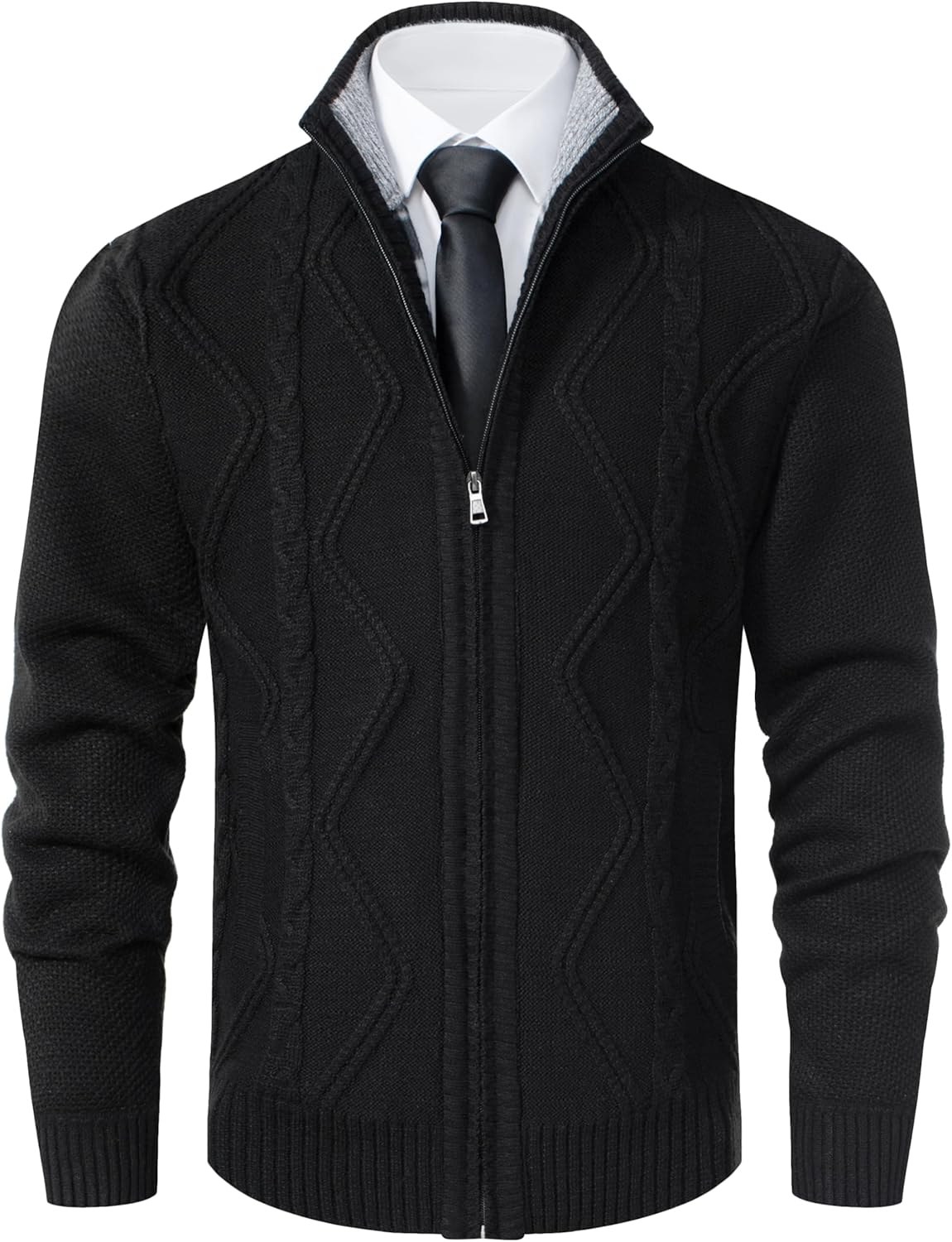 Vcansion Men's Classic Cardigan Sweaters Stand Collar Slim Fit Casual Knitted Sweater