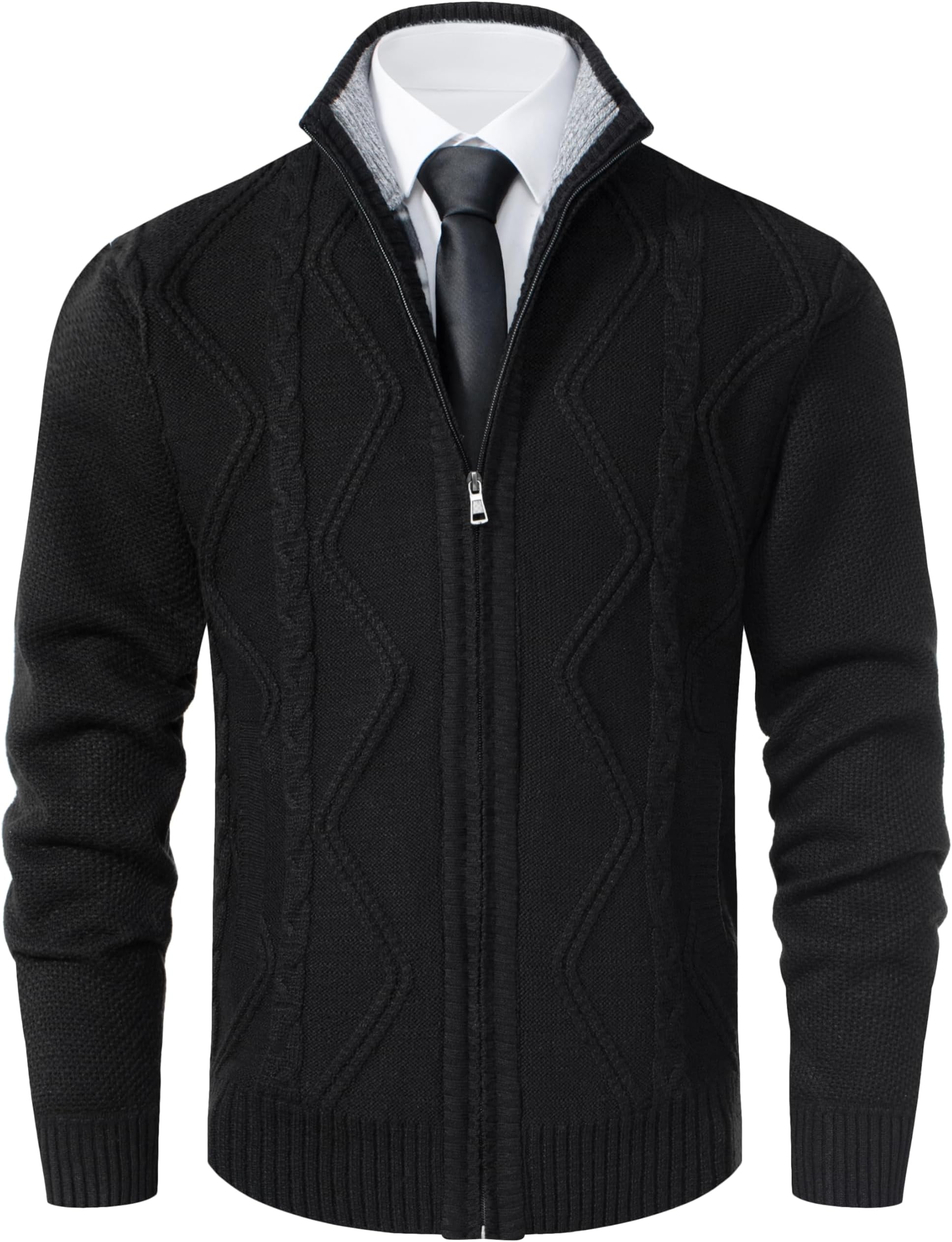 Men's Classic Cardigan Sweaters Stand Collar Slim Fit Casual Knitted Sweater