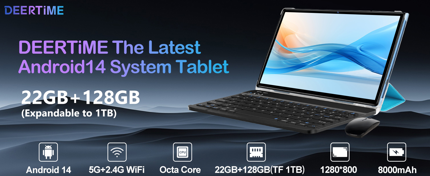 ANTEMPER Android Tablet 10 Zoll - 16GB RAM 128GB ROM - Octa-Core 2.0GHz - 7000mAh Akku - 2025 Modell