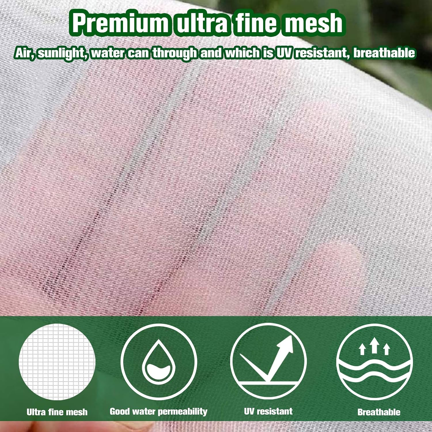 ZeeDix 10 ft x 20 ft Garden Netting, White Bird Netting Garden Mesh Netting Garden Bug Net Insect Barrier Netting Mosquito Bug Garden Net Hunting Blind for Protect Your Plant Fruits Flower
