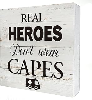 Real Heroes Don't Wear Capes Funny Bathroom Wooden Block Sign - Perfect for Restroom or Guest Washroom Decor 5" x 5",24og26baA54