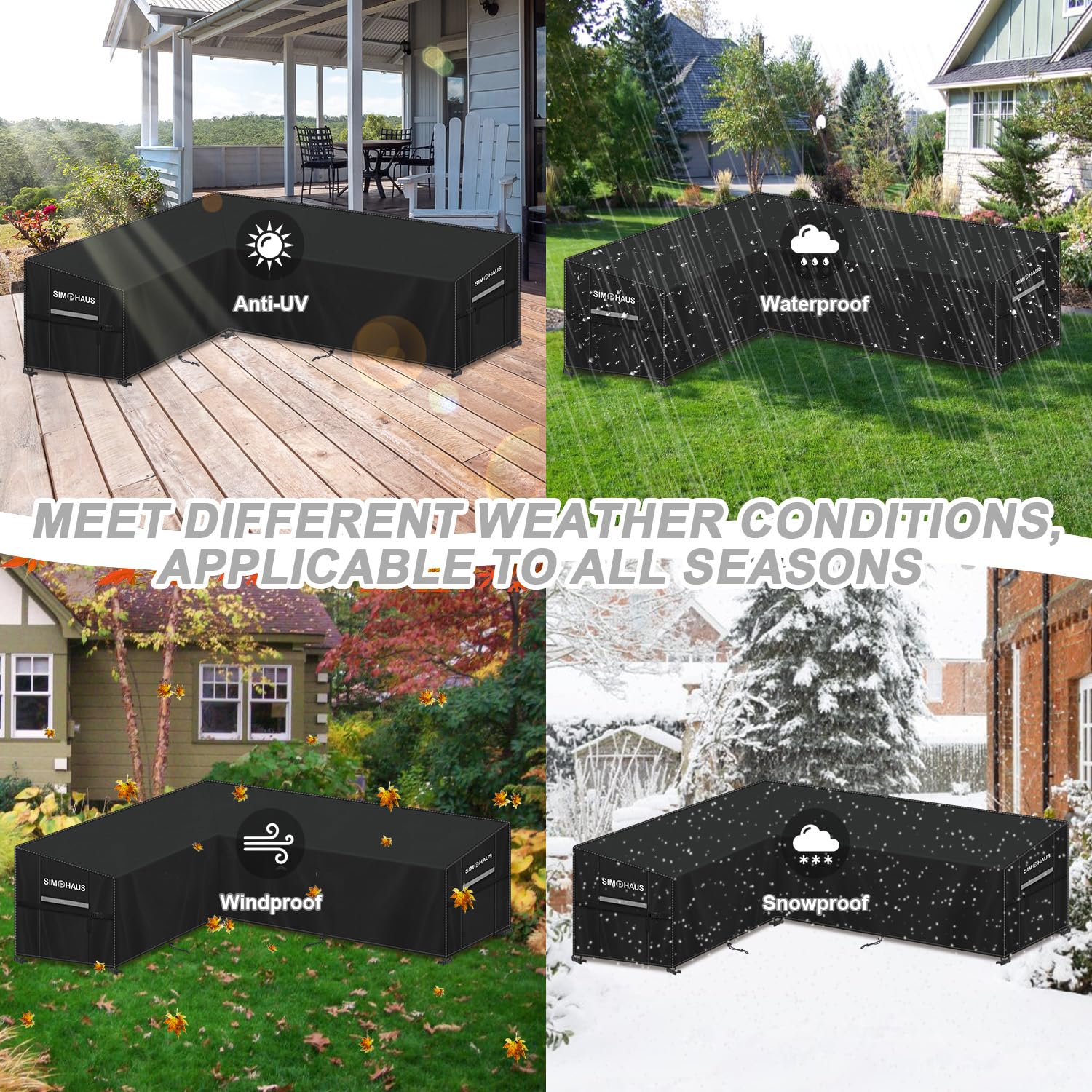 Schutzhülle für Loungemöbel L Form,Ecksofa Abdeckplane Loungemöbel L Form Abdeckung Ecksofa Outdoor Gartenmöbel Abdeckung Wasserdicht Winddicht Anti UV 420D Oxford Gewebe 180x240x90x80/60cm