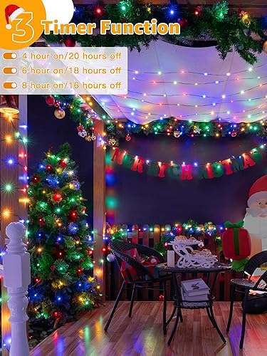 Miniatura 4 de 600 luces LED de Navidad de 196 pies, guirnalda de luces impermeables para exteriores con control remoto y temporizador, luces de árbol de Navidad