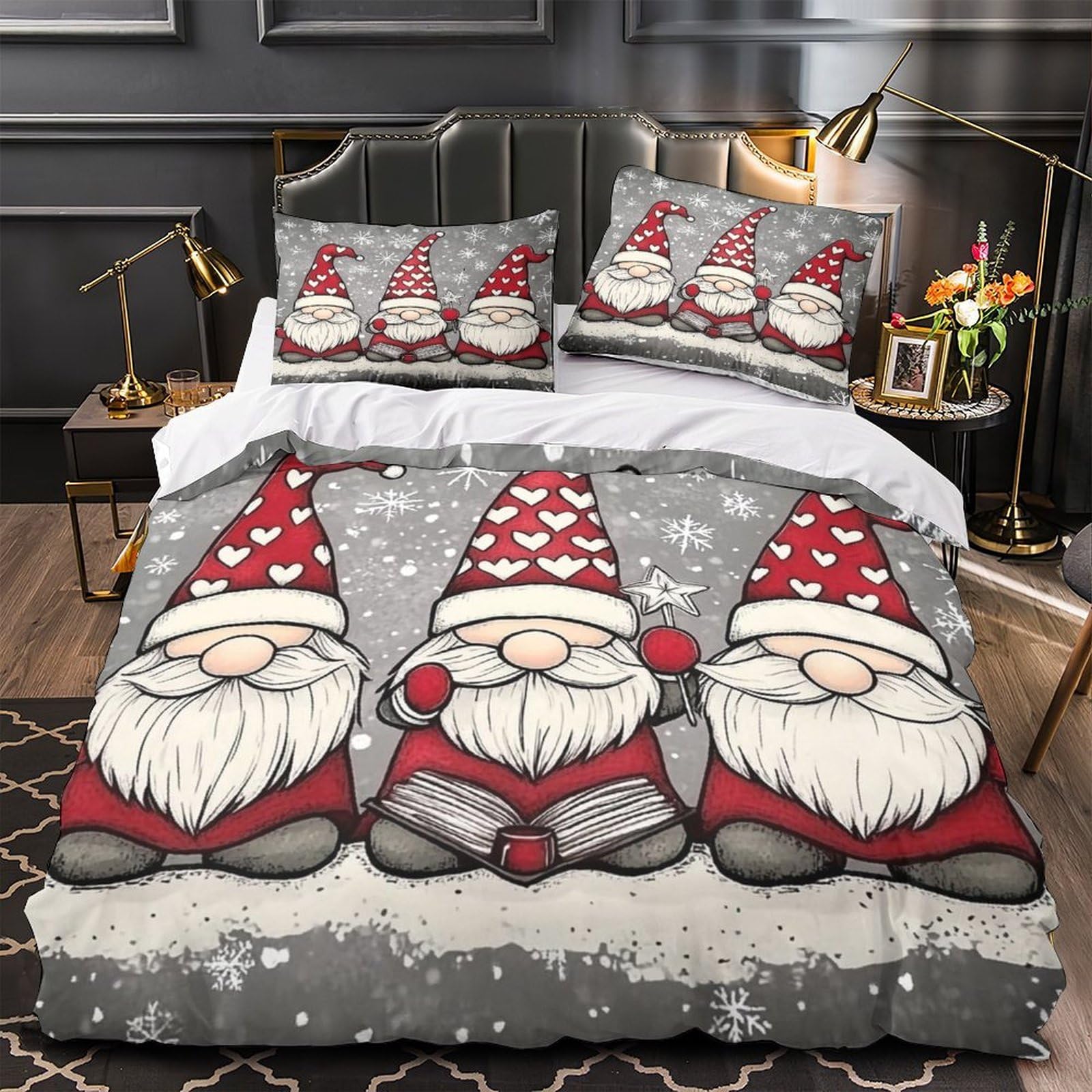 Parure de Lit Noël Imprimé 3D Super Douce Housse de Couette Confort