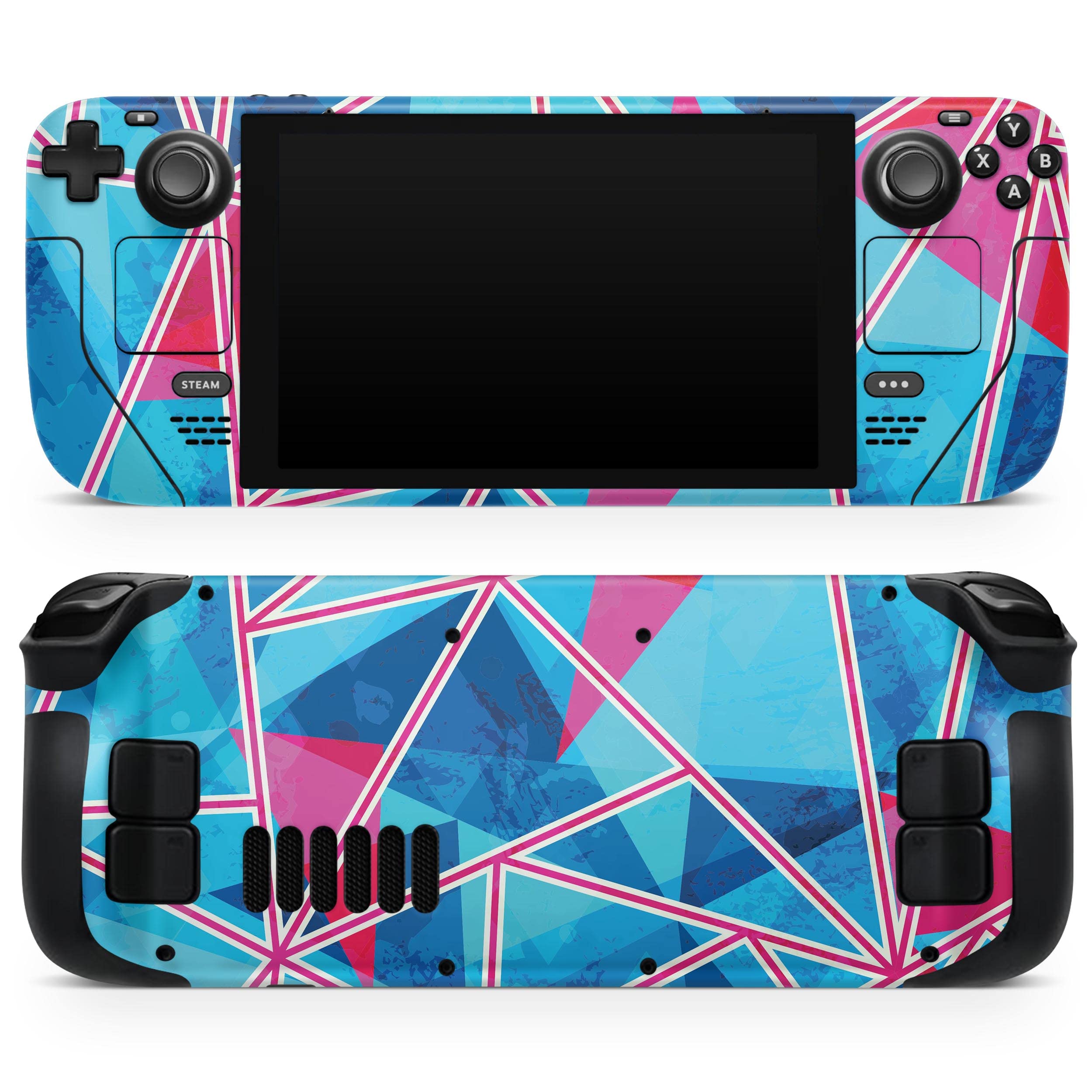 Design Skinz - Compatible with Steam Deck - Skin Decal Protective Scratch-Resistant Removable Vinyl Wrap Cover - Vivid Blue and Pink Sharp Shapes