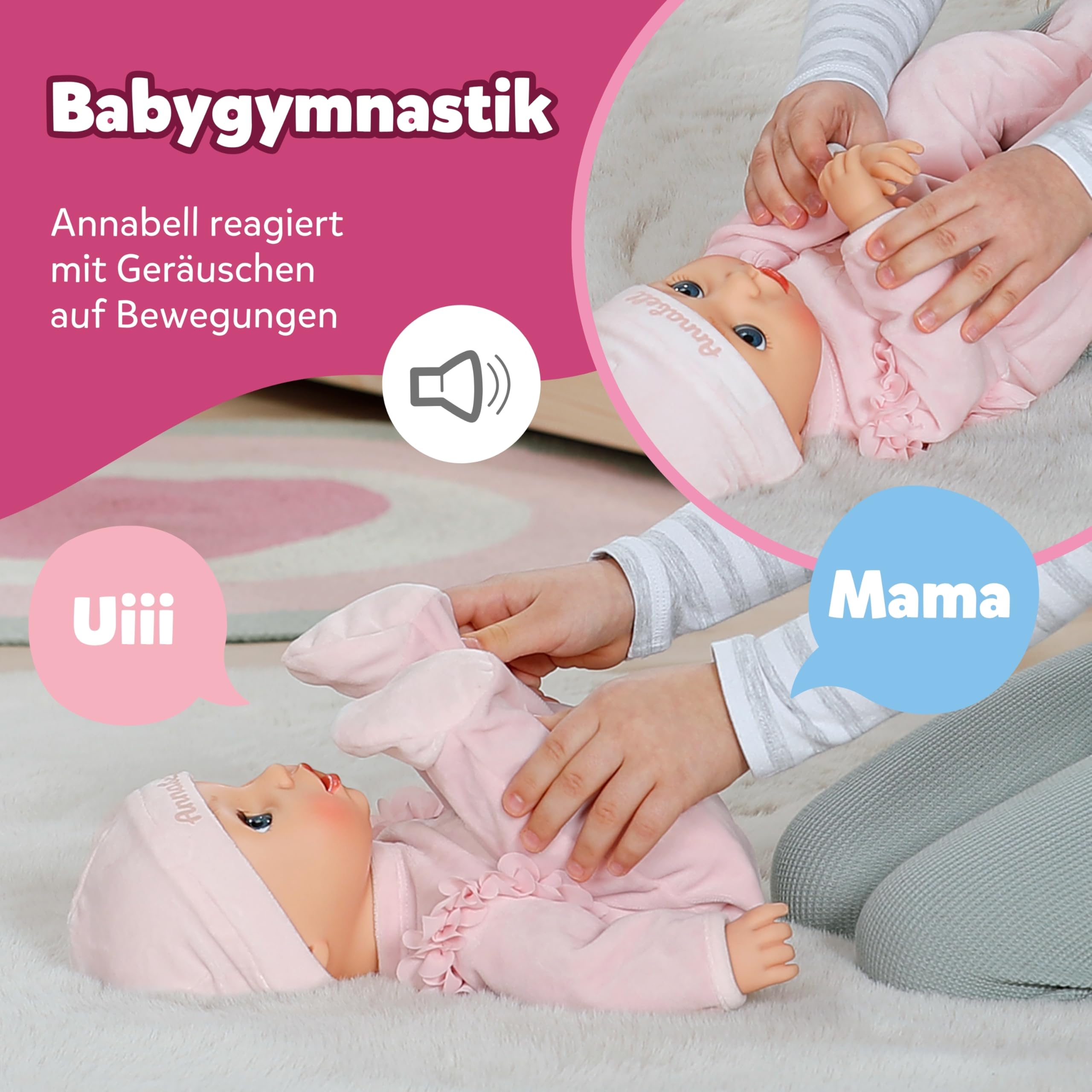 BABY Born Annabell 43 cm - Weiche Babypuppe mit 7 elektronischen Funktionen & Sound - Geeignet für Kinder ab 3 Jahren - Puppe inkl. Zubehör - Benötigt Batterien