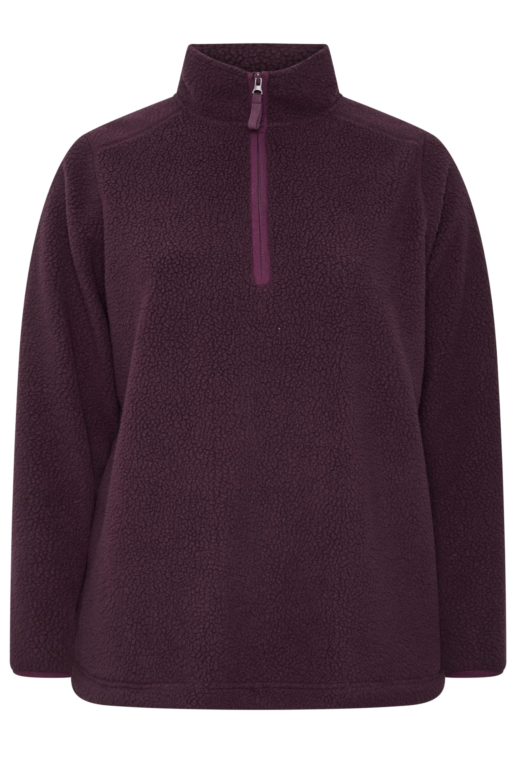 Yours Curve Burgundy Red Half Zip Fleece - Women's - Plus Size Curve
