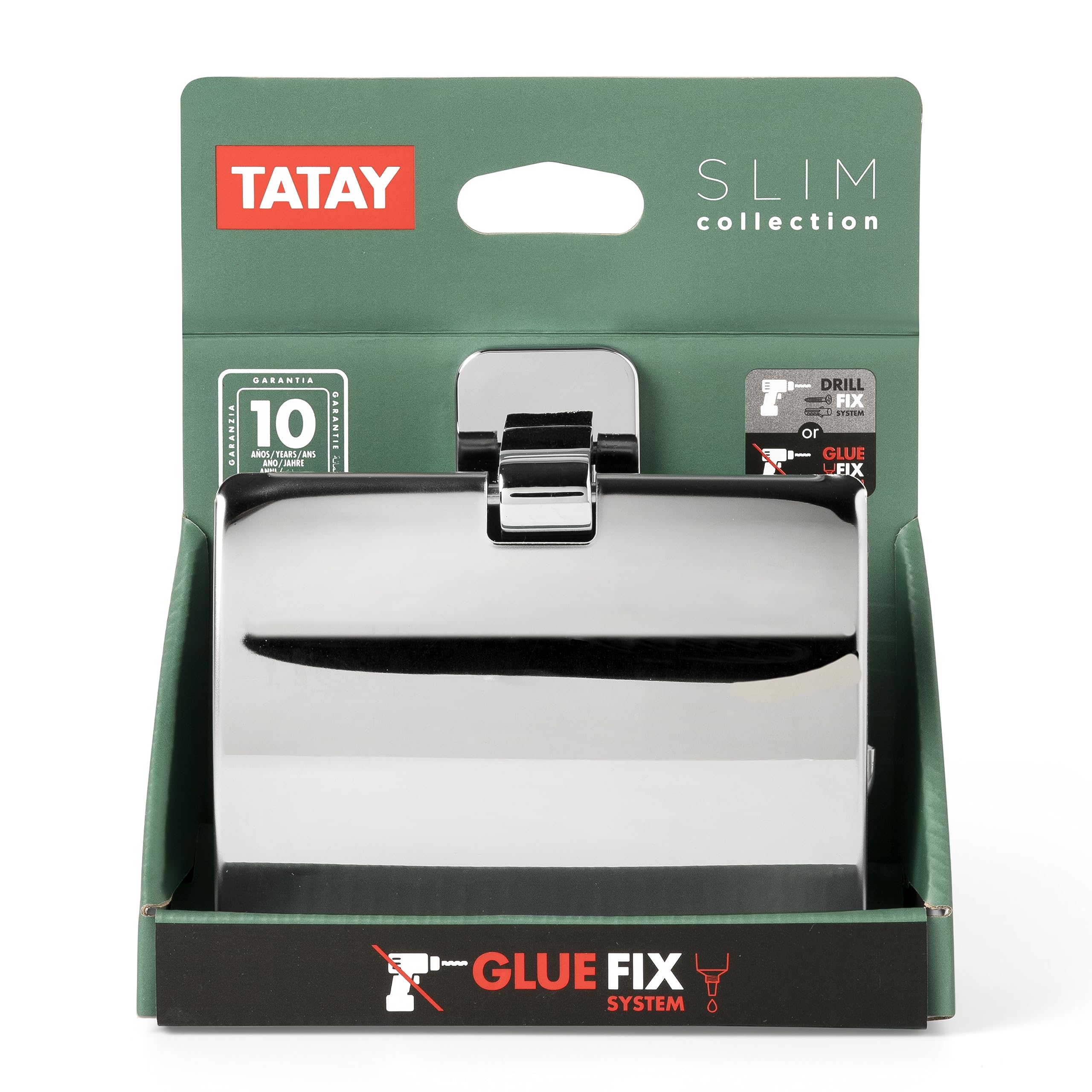 TATAY Toilet Roll Holder with Lid for Toilet Paper Slim Stainless Steel - Image 2