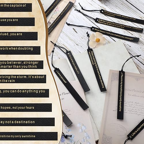 Miniatura 7 de Roowest 20 marcapáginas motivacionales para mujeres y hombres, de cuero, hechos a mano, regalos de regreso a clases, para amantes de los libros,