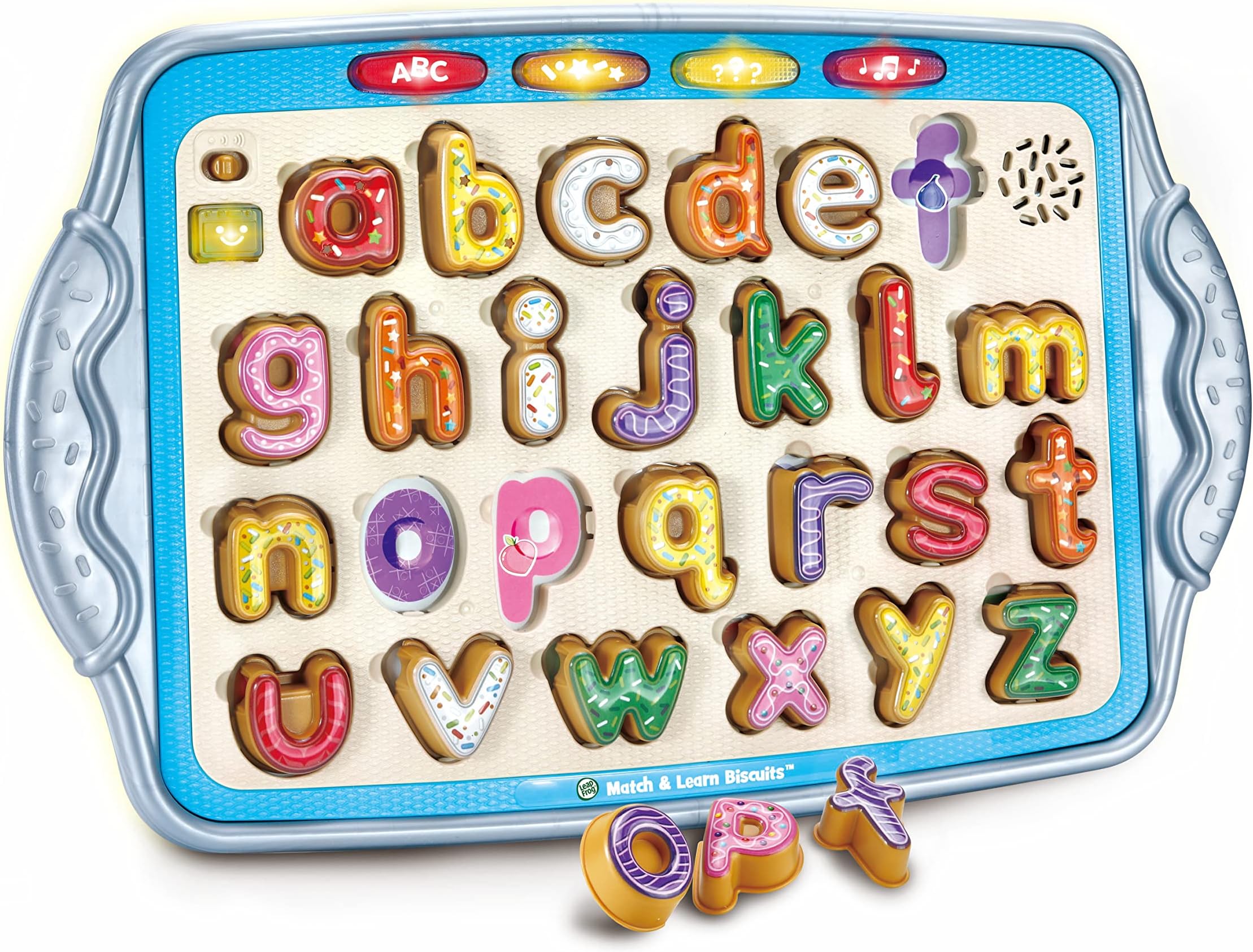 Match & Learn Biscuits, Toy for 2 Year Old, 26 Letter Biscuit Shapes, Food Toy Teaches Letters Colours & Objects, Gift for Kids 2, 3 + years, English Version