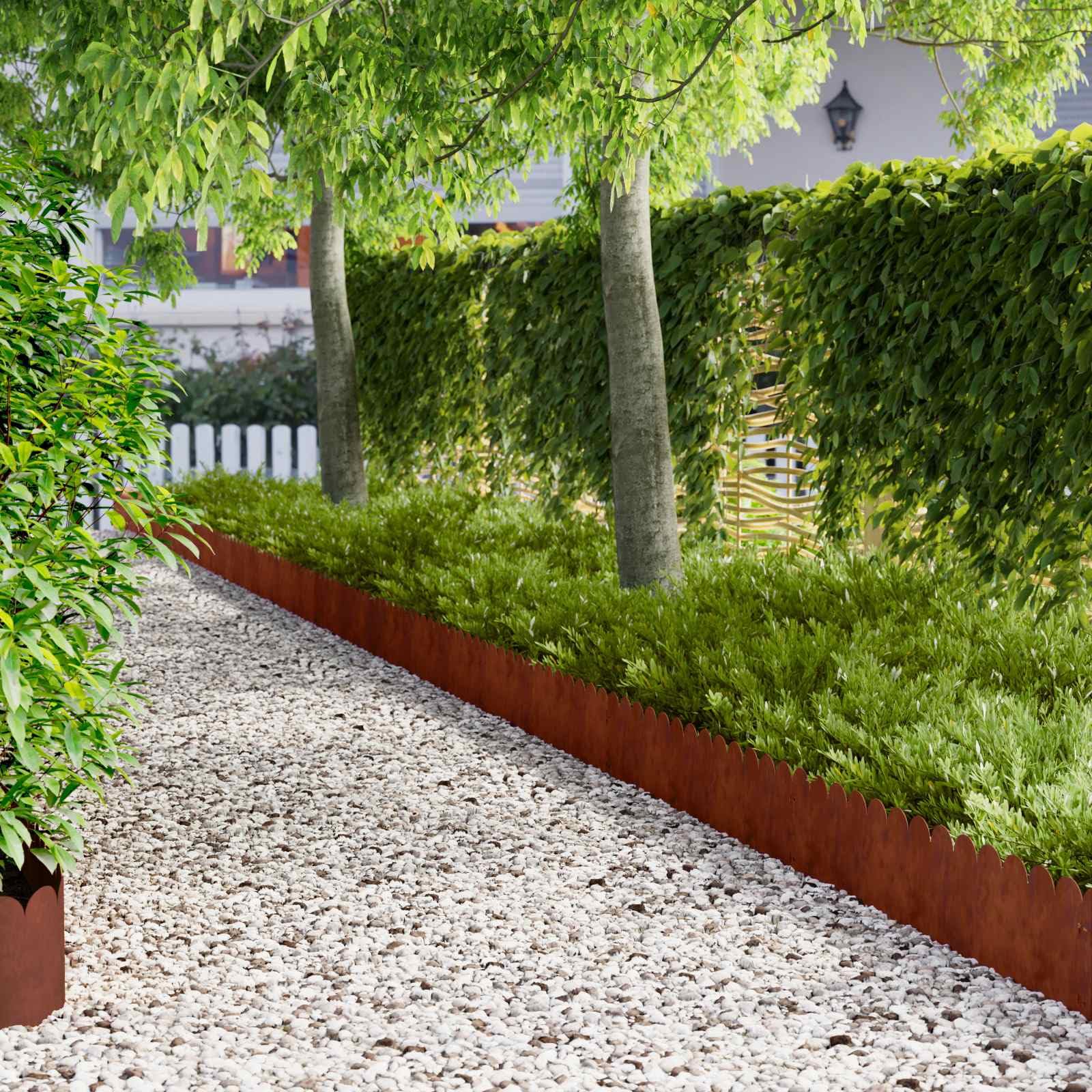 Krawędź trawnika ze stali, 103 x 25 cm, 10 sztuk malowana proszkowo, do obramowania grządek ogrodowych, do odgrodzenia grządek warzywnych i rabatek kwiatowych