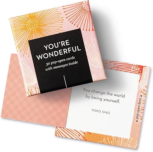 Compendium - Tarjetas plegables ThoughtFulls, con texto en inglés You're Wonderful, 30 tarjetas desplegables, cada una con un mensaje inspirador