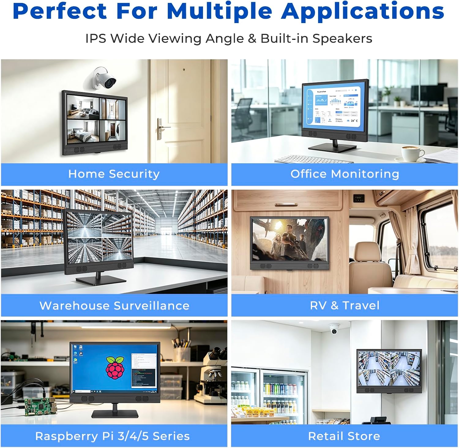 othoig 22 Inch Security Camera Monitor, 1080P Full HD IPS CCTV Surveillance Display with HDMI VGA BNC RCA Inputs,Built-in Speakers & Remote Control,DVR NVR Compatible Monitor for Home Office Warehouse