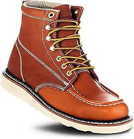 EverBoots Botas masculinas de trabalho para homens, bota de couro EverFit leve, confortável, antiderrapante e absorção de choque, grão de óleo macio, Welt Goodyear, construção industrial, telhado, eletricista moc toe Wedge