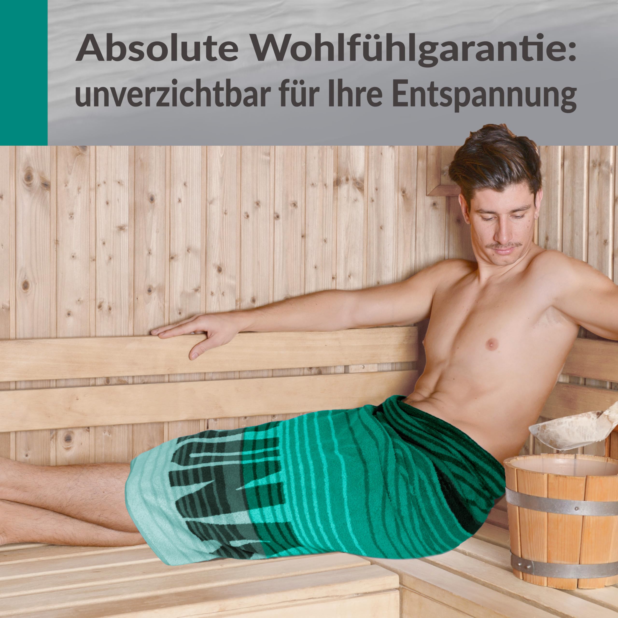 Lashuma großes Saunahandtuch 85x200 cm, Oslo XXL Saunatuch in Türkis Grün | 480 GSM Frottee aus 100 % Baumwolle, saugstark und weich, für Damen und Herren, geeignet für Sauna, Wellness und Bad