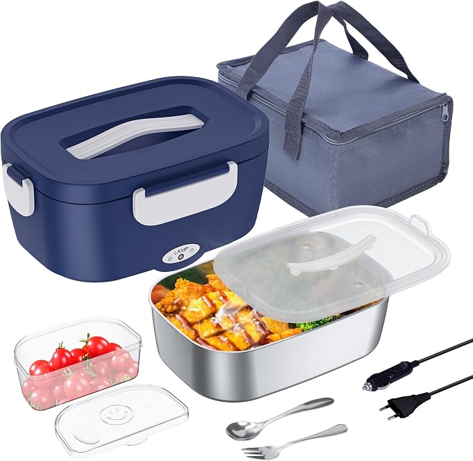 Electric Lunch Box For Adults - 75W Rechargeable Self-Heating Food Warmer, 1.5L Stainless Steel, For Office & Travel
