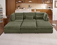 Vista 79 de Sofá modular de gran tamaño, sofá seccional de pana Cloud extra profundo con diván otomano chaise, sofá cama de chenilla esponjosa de 8 plazas