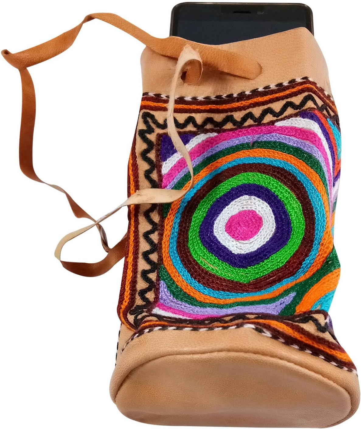 Handicraft Leather Phone Pouch, Smartphone Holder, Mobile Holder, Best Gifting, Made by Awarded Indian Artisan