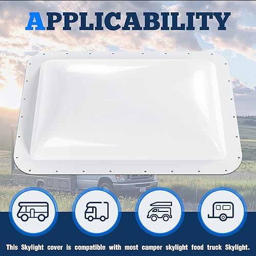 Miniatura 2 de Kojem Cúpula de tragaluz para caravana de 18 x 26 pulgadas, compatible con techo corredizo de techo de 14 x 22 pulgadas, cubierta de ventilación de