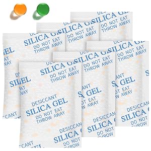 Absorbking Silica Gel Packets – 5 Gram 80 Packs Desiccant Packs for Storage, Food Grade Moisture Absorbers with Color Indicating, Silica Packets for Foods, Storage Bins, 3D Filaments, Electronics