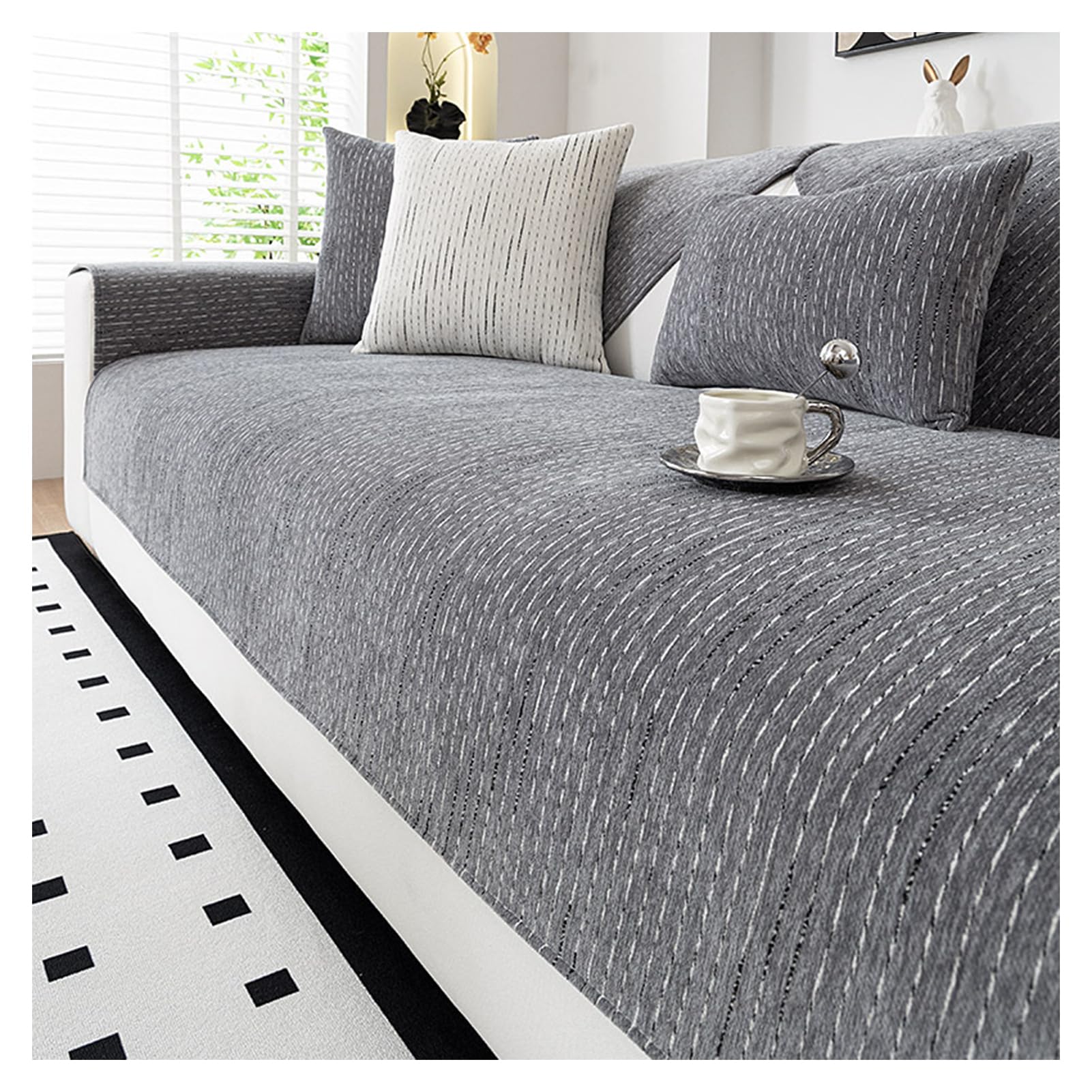 Housse de coussin matelassée cousue en chenille douce pour la peau et résistante aux éclaboussures pour canapé sectionnel en forme de L 1/2/3/4 places
