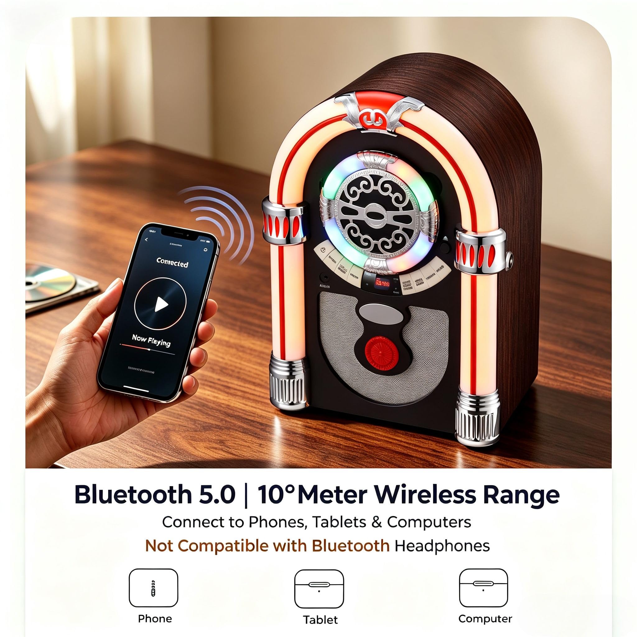 Amazon.com: CD Jukebox with Bluetooth, Mini Digital Tabletop Juke