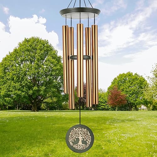 Miniatura 6 de Campanillas de viento para exteriores, gran tono profundo, árbol conmemorativo de la vida, campanillas de viento de bambú para exteriores,