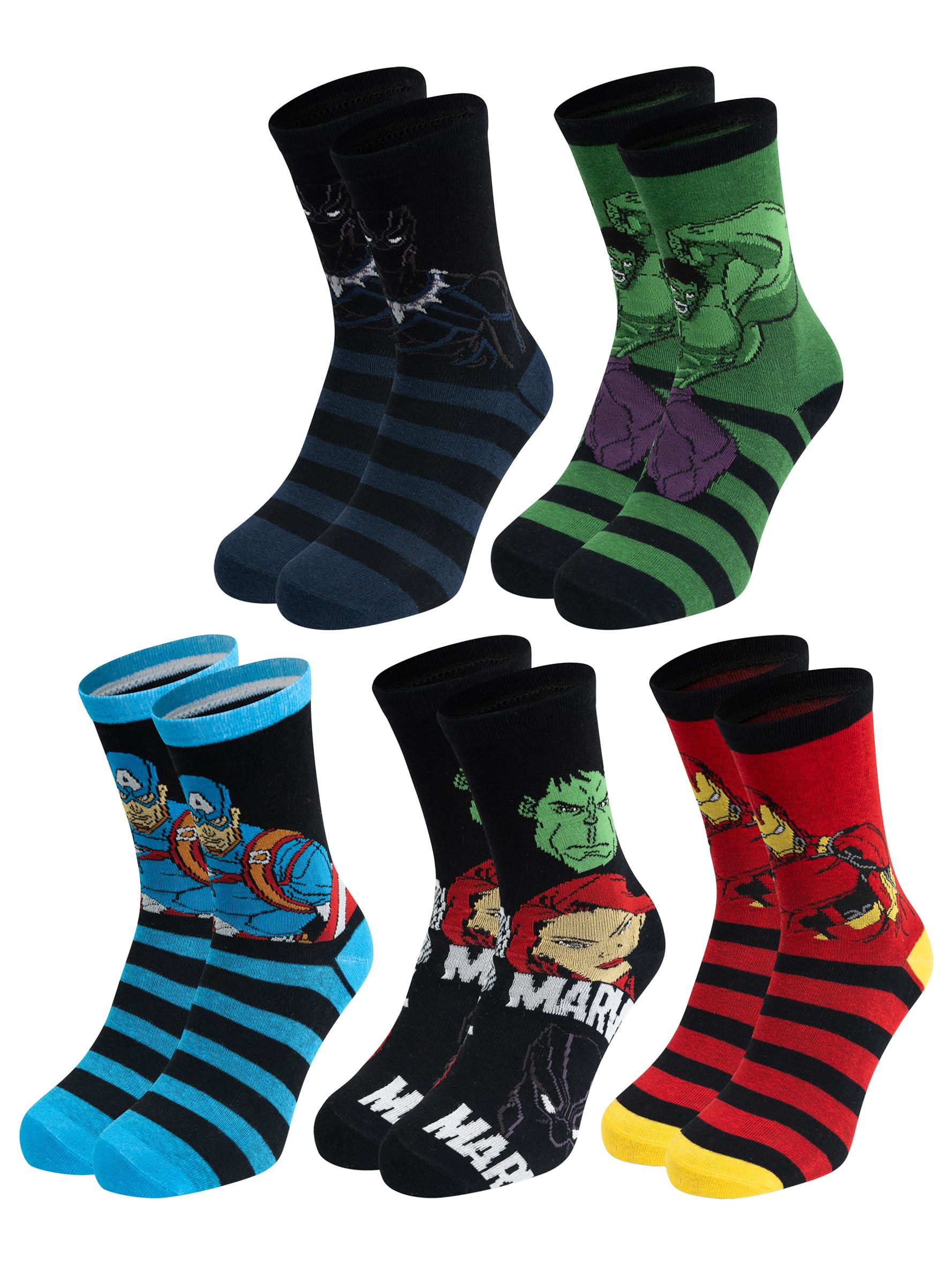 United Labels Skarpety męskie Marvel – Black Panther, Iron Man, Captain America, Hulk itp. Męskie pończochy do sneakersów 40-45 (5 sztuk), wielokolorowa, 40-45 EU