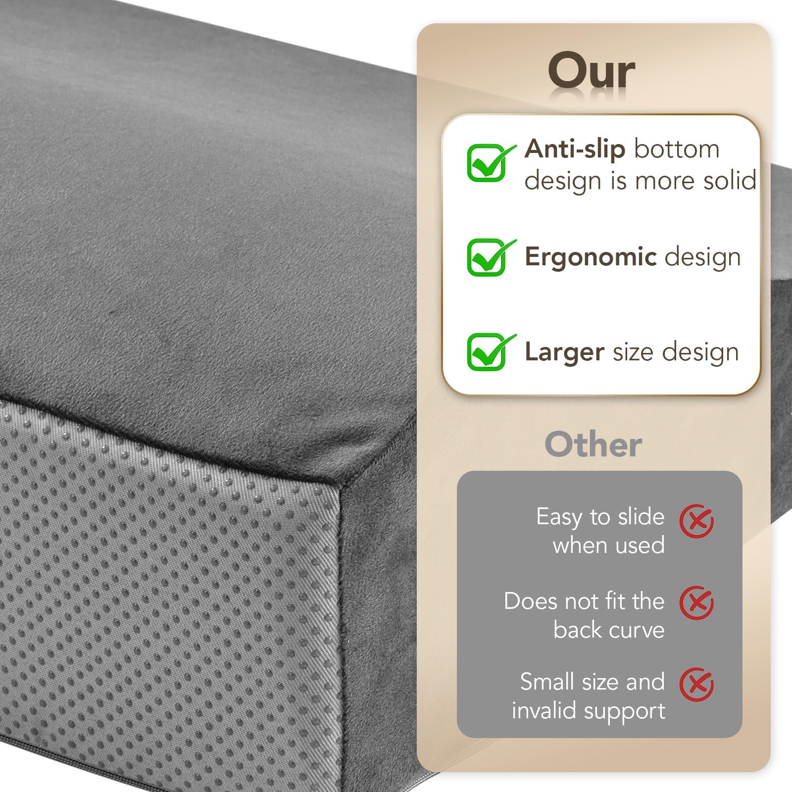 Grand coussin de soutien lombaire pour fauteuil inclinable, grand coussin de soutien du dos en mousse à mémoire de forme pour canapé et chaise de jeu, coussin ergonomique pour personnes âgées avec