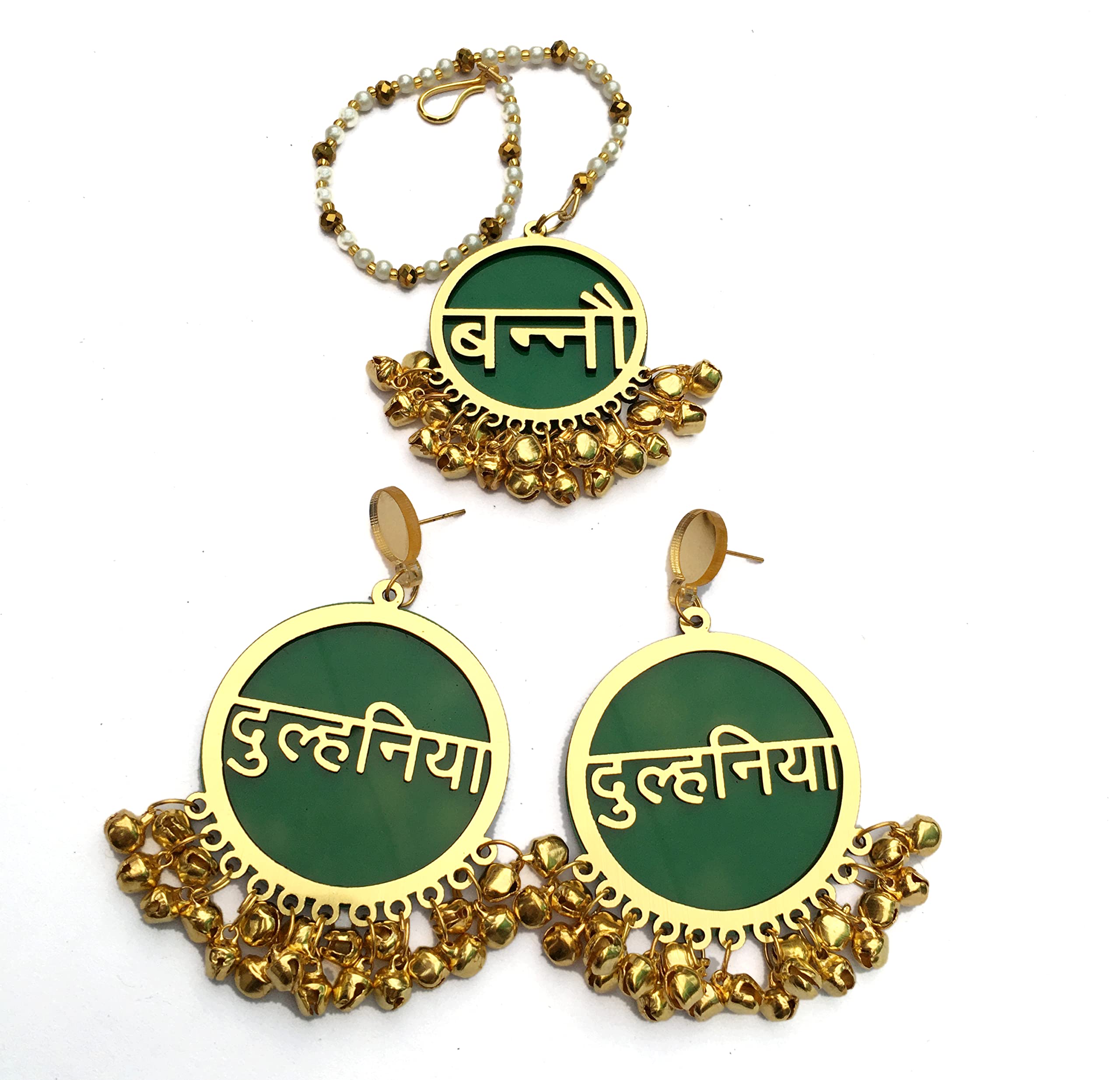 The Bride Made™ dulhaniya earrings with maang tikka -Green-woman (Green) (B0D1NSJNXX) Amazon Price History, Amazon Price Tracker
