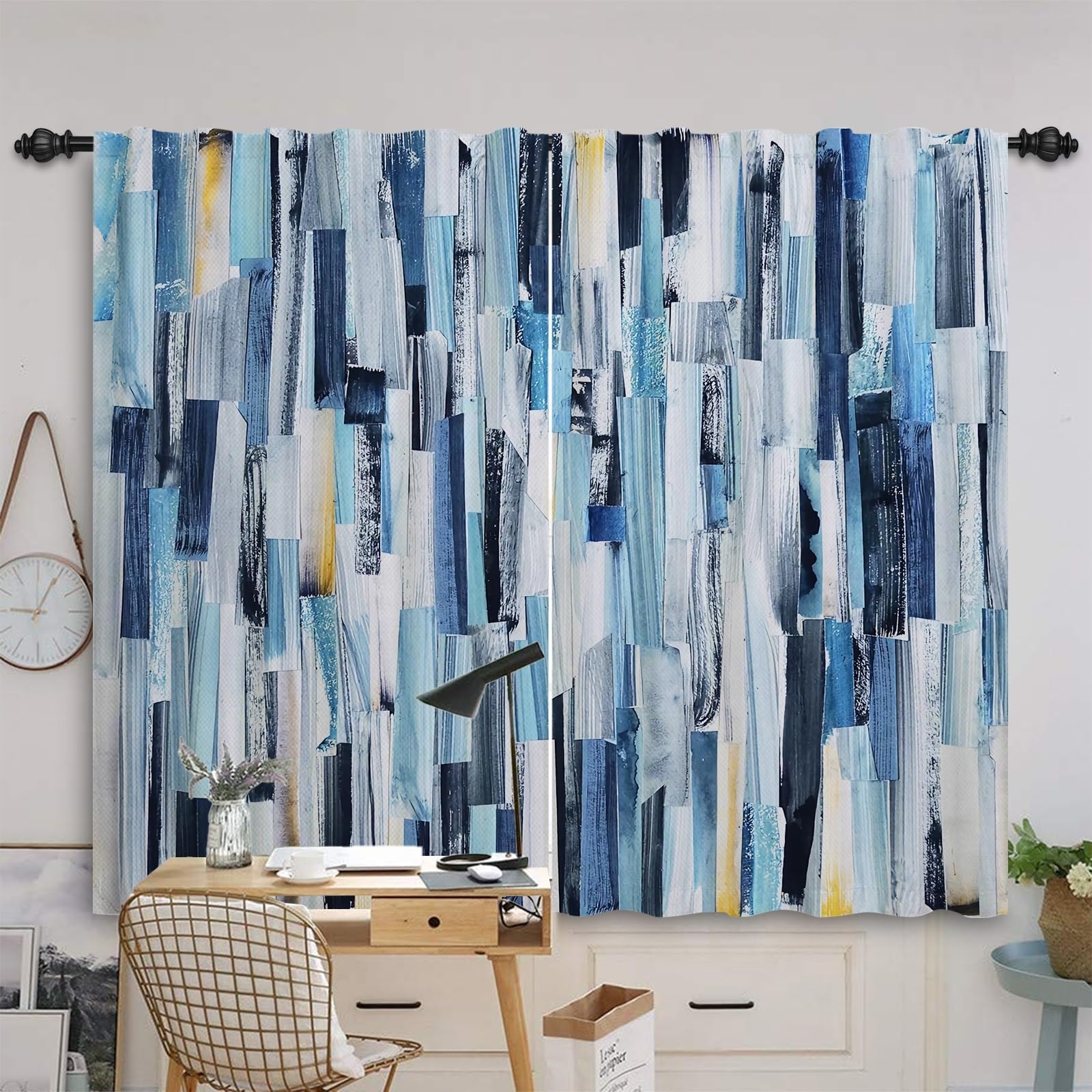 Rideaux abstraits modernes 134x160cm salon - Style peinture à l'huile chic