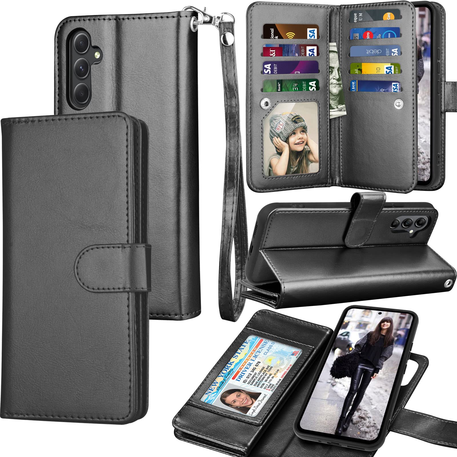 Galaxy A54 5G Case, Galaxy A54 5G Wallet Case, Tekcoo Luxury PU Leather Cash Credit Card Slots Holder Carrying Folio Flip Cover [Detachable Magnetic