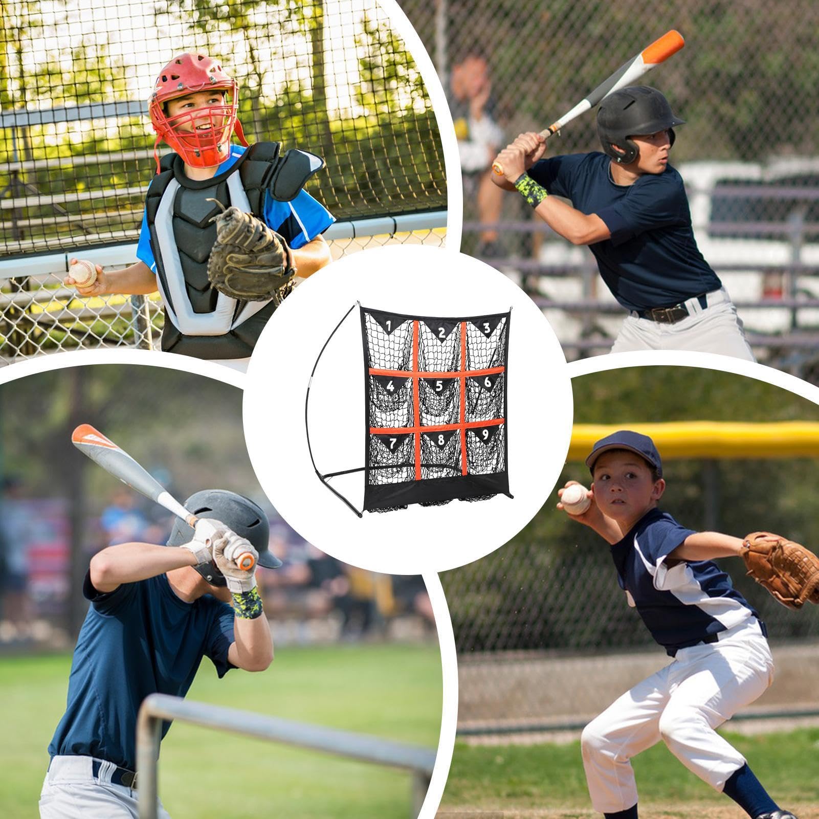 Baseball Pitching Target Nets, Portable Hitting Target Net, Professional Practice Tool & Trainer Accessory for Kids & Adults, 78,74 x 106,68 x 124,46 cm, Heavy Duty