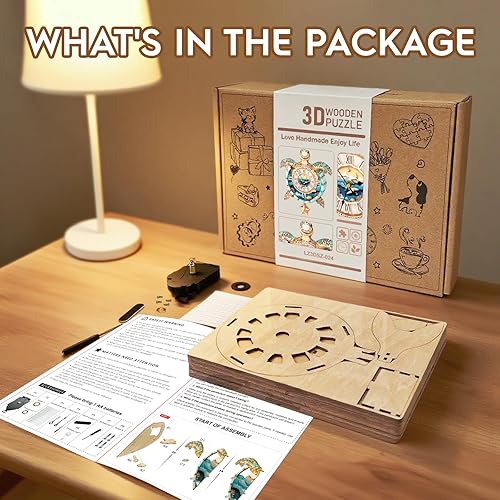 Miniatura 2 de Rompecabezas 3D para adultos, diseño de tortuga, kit de modelo, reloj mecánico de péndulo con números romanos, decoración de escritorio, hogar,