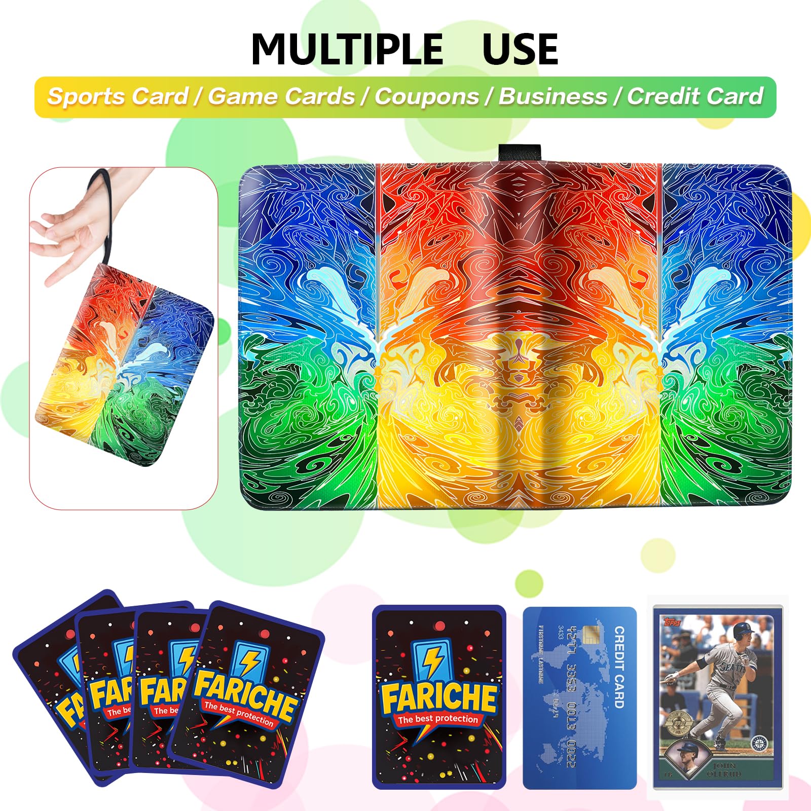 Segregator na karty kolekcjonerskie TCG, 9-kieszeniowy przenośny segregator na karty Ablum, pasuje do 900 kart z 50 zdejmowanymi rękawami, wodoodporne etui do przechowywania kart BKM do TCG-Totem